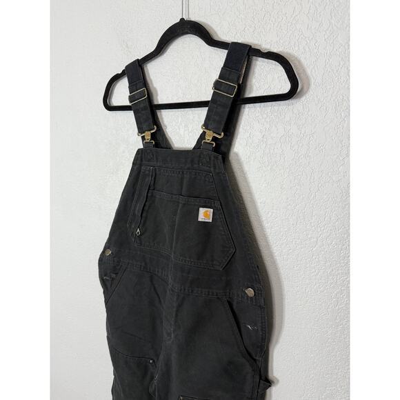 Carhartt Duck Bib Overalls Black Size Small - Picture 3 of 9